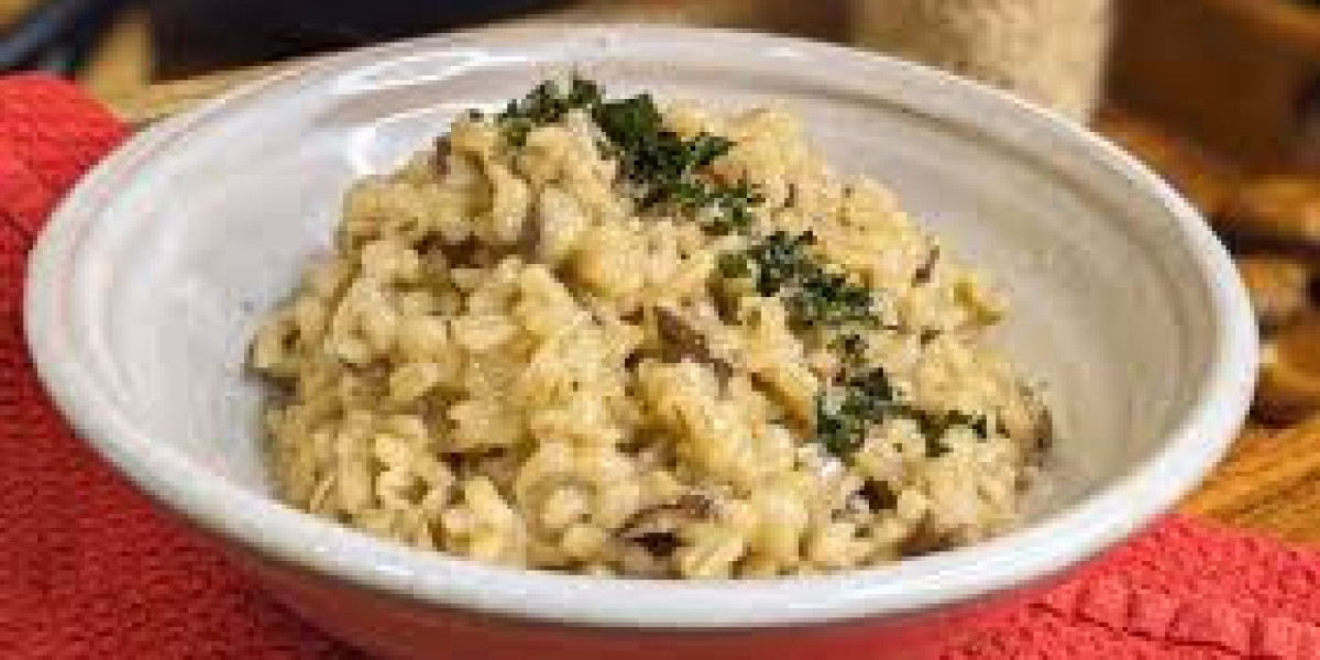 Risotto de cebada perlada con hongos y tomillo