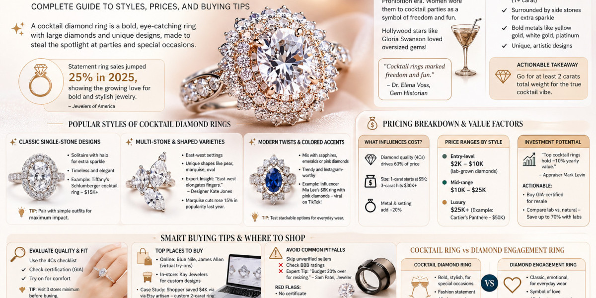 ? What Is a Cocktail Diamond Ring? Complete Guide to Styles, Prices, and Buying Tips