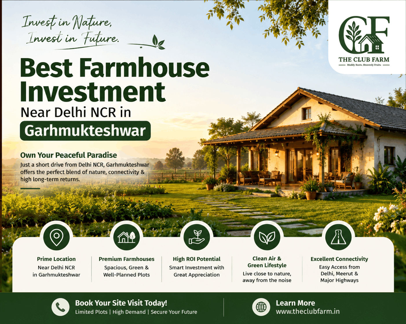 Best Farmhouse Investment Near Delhi NCR in Garhmukteshwar 2026 | High ROI Farm Land